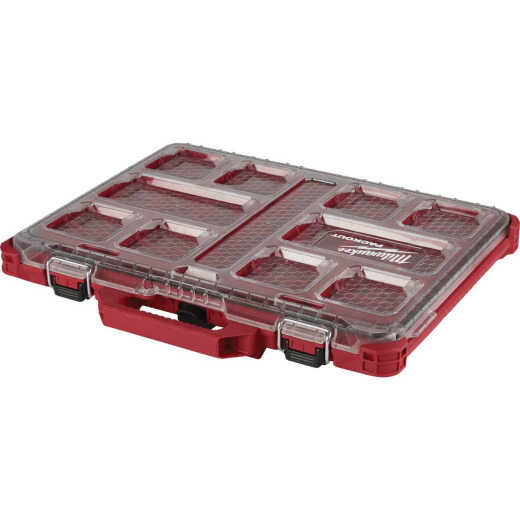 Milwaukee PACKOUT 16.50 In. W x 2.50 In. H x 19.75 In. L Lo Profile Small Parts Organizer with 10 Bins